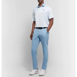 Under Armour Blue Showdown Slim-Fit Herringbone Stretch Golf Trousers Size 36x32